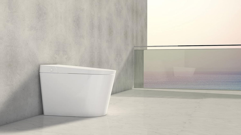 Elongated Smart Bidet Toilet Seat with Dual Flushing - One Piece Heated Toilet Seat Air Dryer - Tankless & Touchless Toilet Bidet with 6 Levels of Seat and Wind Temperature