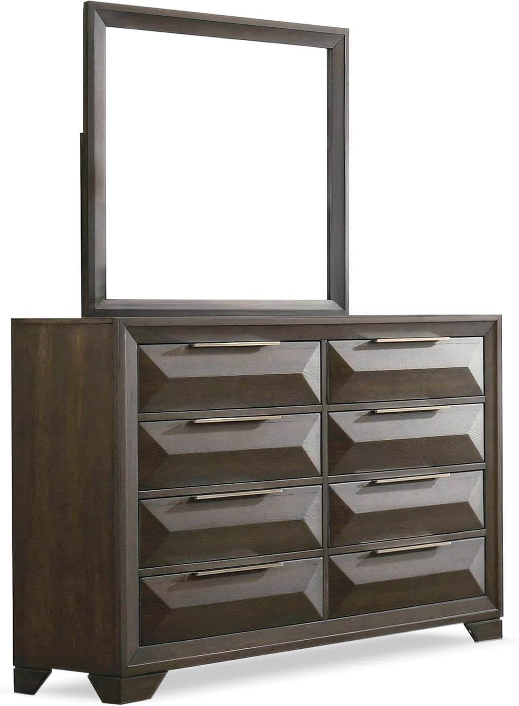 Furniture of America Wanden Solid Wood 5-Piece Bedroom Set, Queen-Size Bed with Vertical Faceted Headboard and Footboard, Beveled Bracketed Feet, Box Spring Needed, Espresso