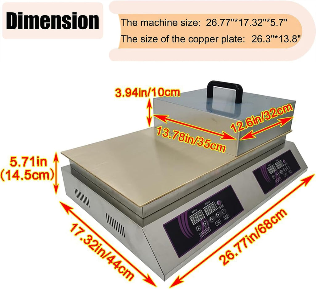 Electric Souffle Maker & Dorayaki Baker Stainless Steel with Double Pure Copper Plates 60-240°C Commercial Grade Souffle Pancake & Muffin Griddle Machine Digital Display Dualhead