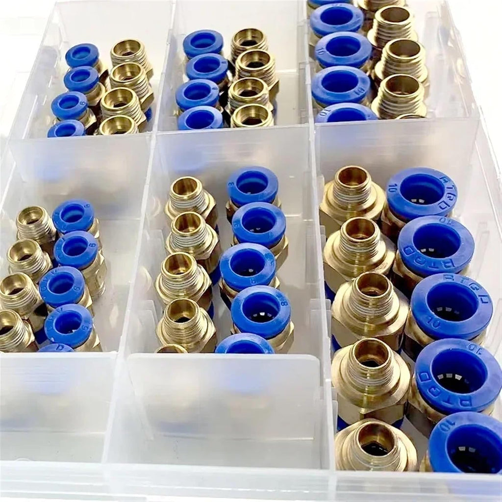 PC Series Box 4mm 6mm 8mm 10mm 12mm Air Joint Connectors Push in Hose Tube Pneumatic Fitting 1/4 1/8 1/2 Quick Release Couplings(A kit (134pcs))