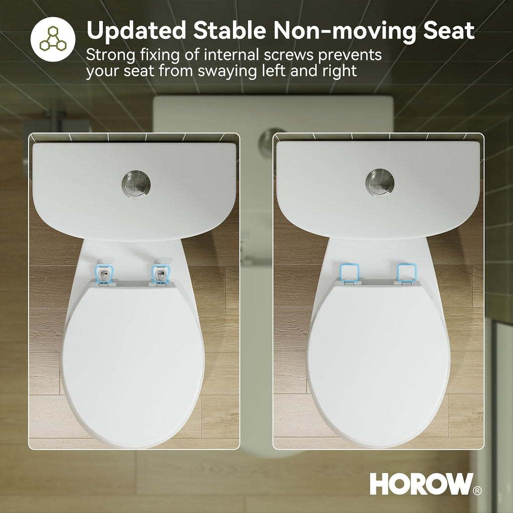 HOROW 17 Inch High Round Toilet with ADA Chair Height, Two Piece Toilet with 1.1/1.6 GPF Dual Flush, MAP 1000g, Extra Tall Bowl for Tall Person & Seniors, HR-R17D