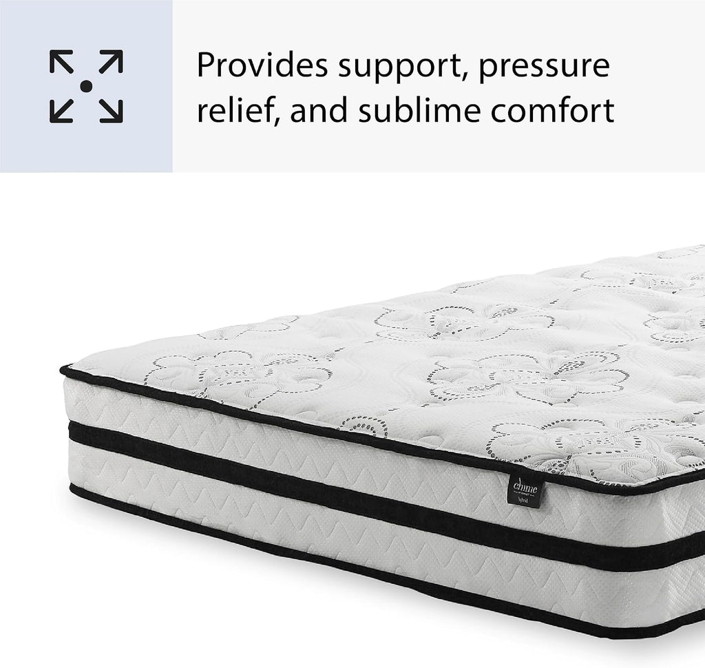 Signature Design by Ashley Queen Size Chime 10 Inch Medium Firm Hybrid Mattress with Cooling Gel Memory Foam for Pressure Relief, Fiberglass-Free, Mattress In A Box
