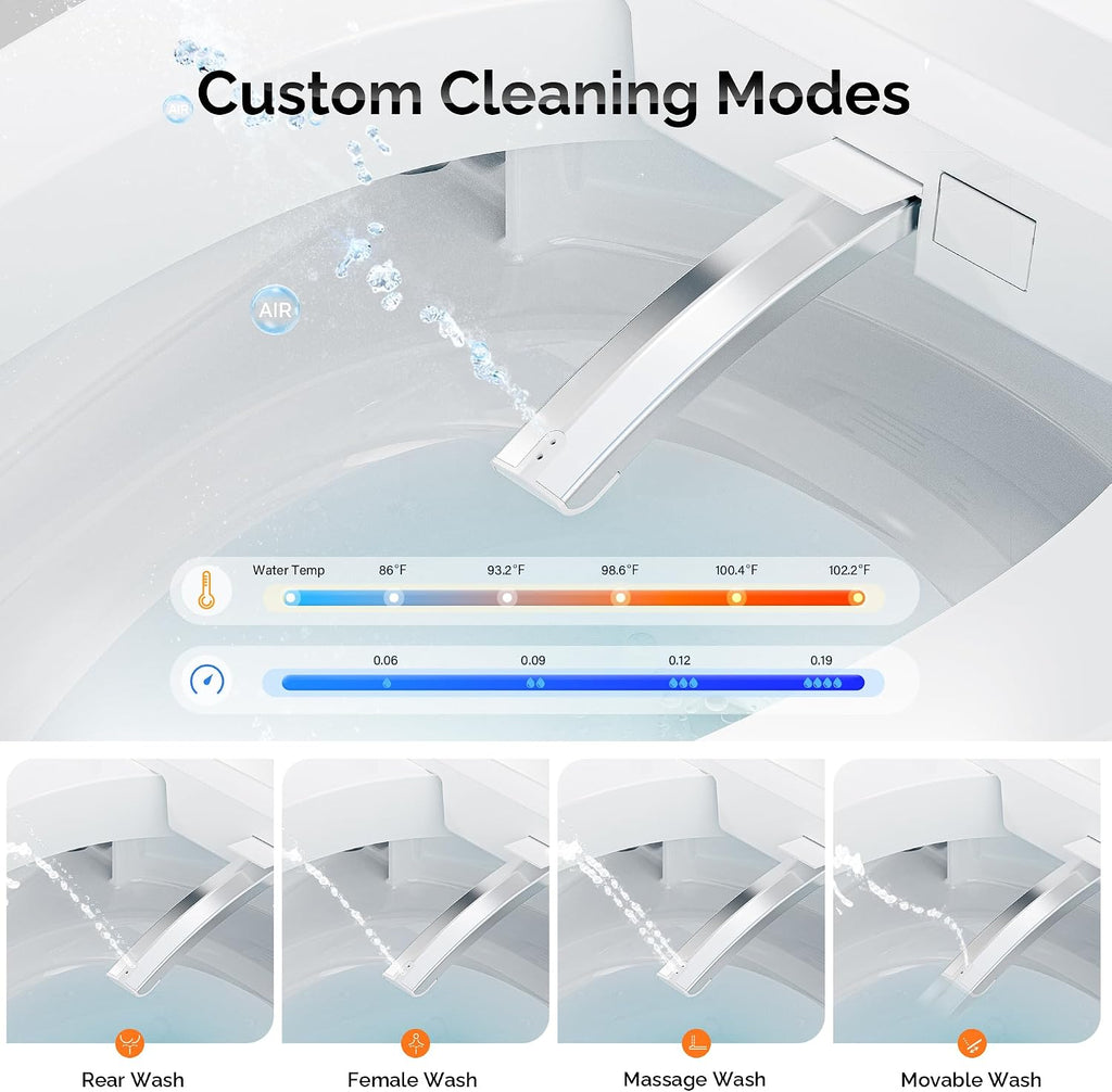 Smart Toilet with Bidet Built In, Luxury Bidet Toilet for Modern Bathrooms, Auto Open/ Close Lid, Heated Seat, Auto Flush, Warm Water Wash, Air Dryer, Deodorizer, Booster Pump Assisted Y001ZP
