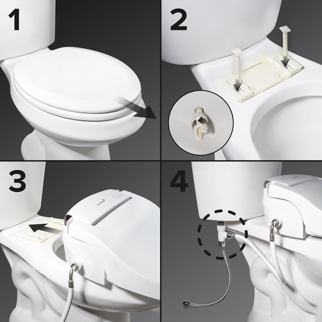 SmartBidet® SB-2400 Advanced Electric Smart Bidet Slim Profile Seat in Elongated White with Remote Control, LED Night Light, Stainless Steel Nozzle, Heated Seat, Warm Dryer