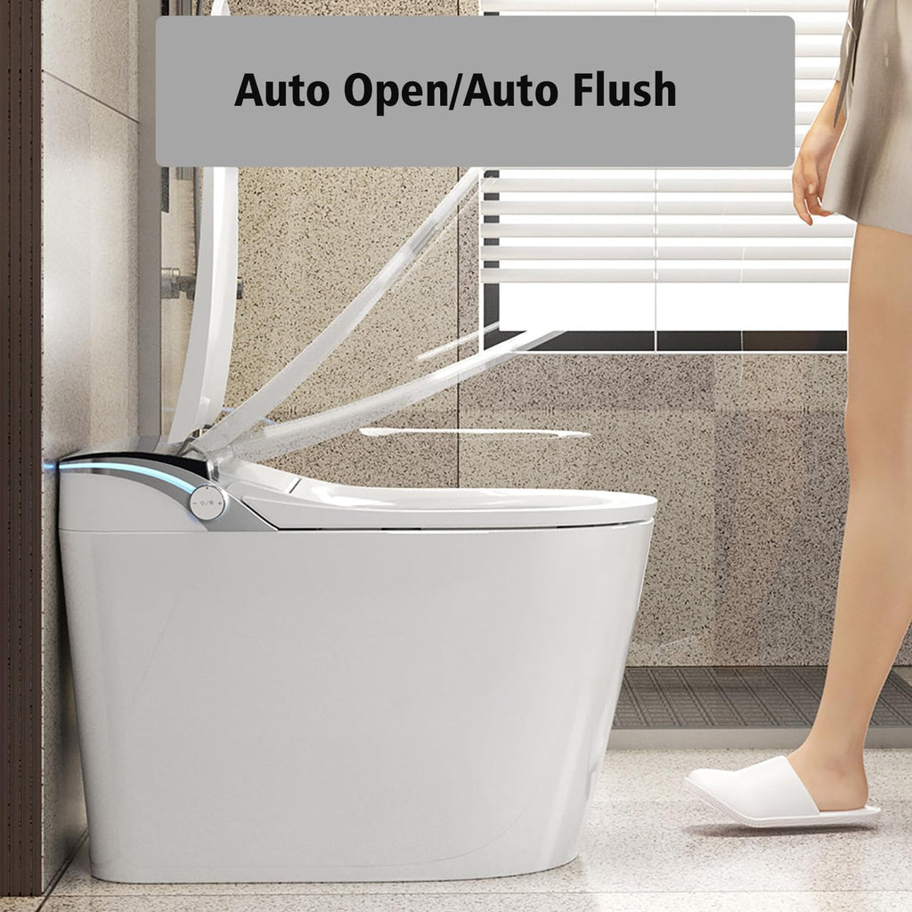 SouNor Tankless Smart Toilet with Bidet Built In, Heated Seat, Auto Flush Hand-Free Operation,Wam Air Drying Glossy White