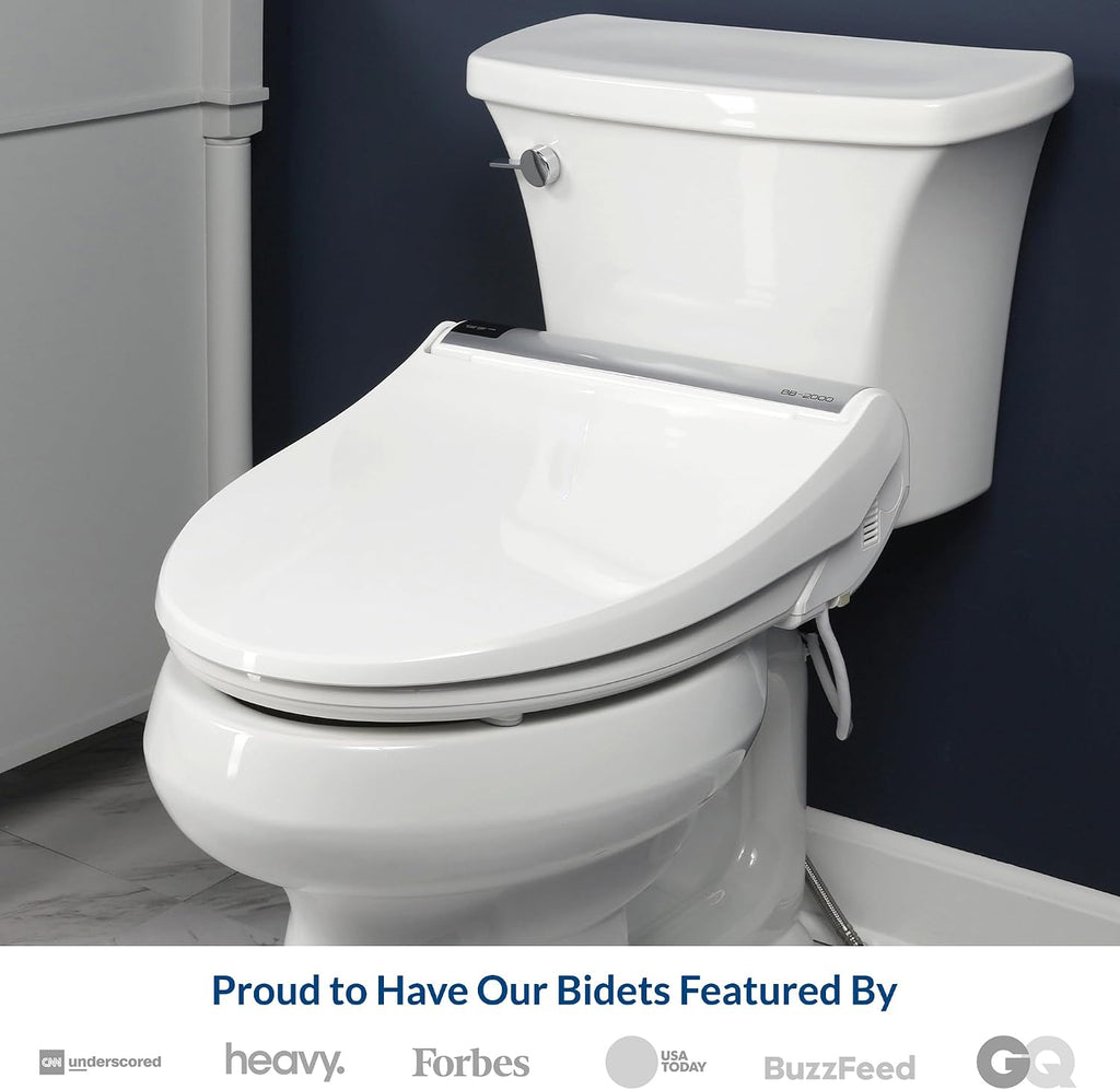 Bio Bidet BB2000 Electric Bidet Toilet Seat, Warm Water with Air Dryer, Heated Seat with Sensor and Slow Close Lid, Night Light, Modern Black Remote Control, Elongated