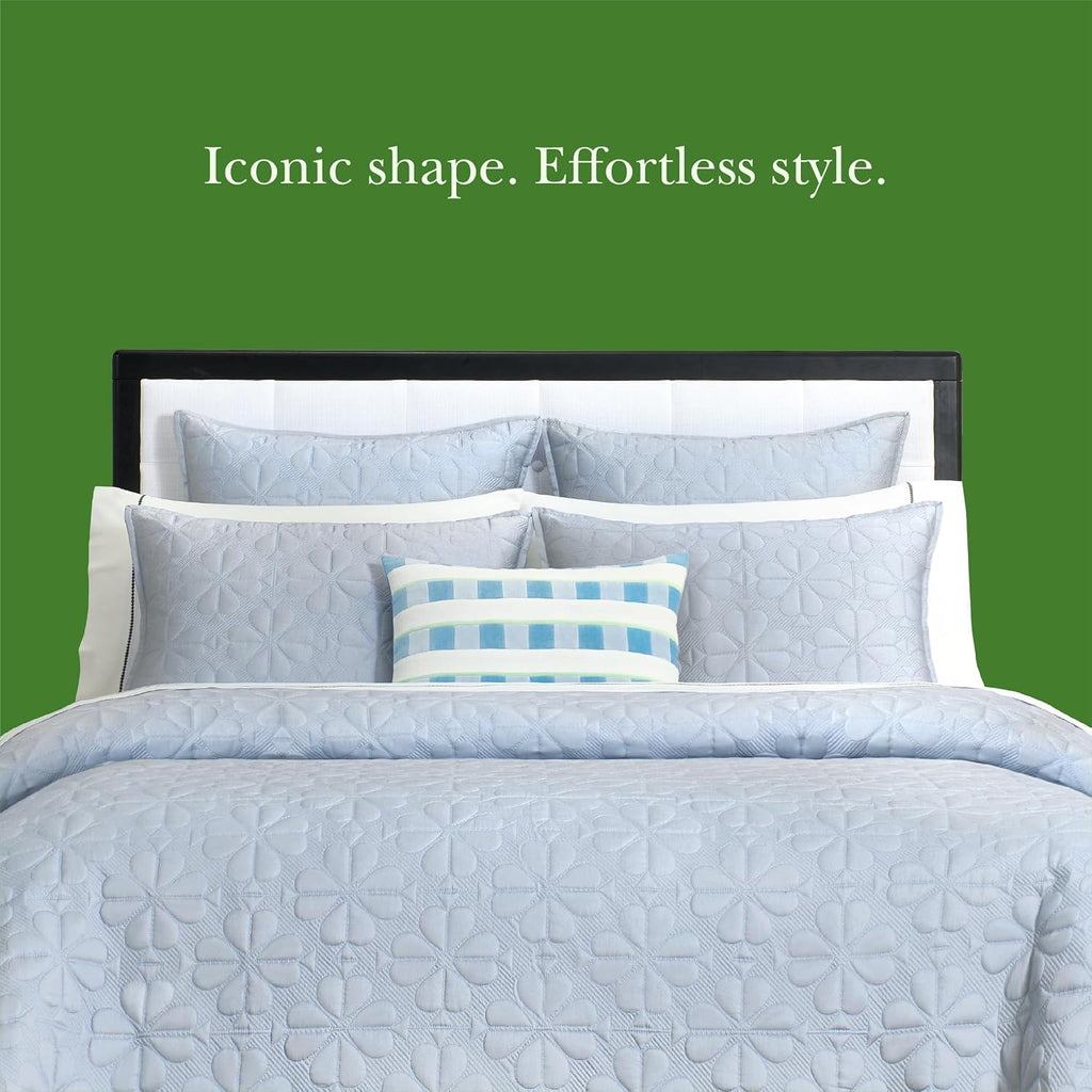 kate spade new york Spade Floral 2-Piece Twin Quilt Bedding Set, 100% Cotton Sateen Reversible Cover, All Season Warmth Bedding, Machine Washable, Halogen Blue