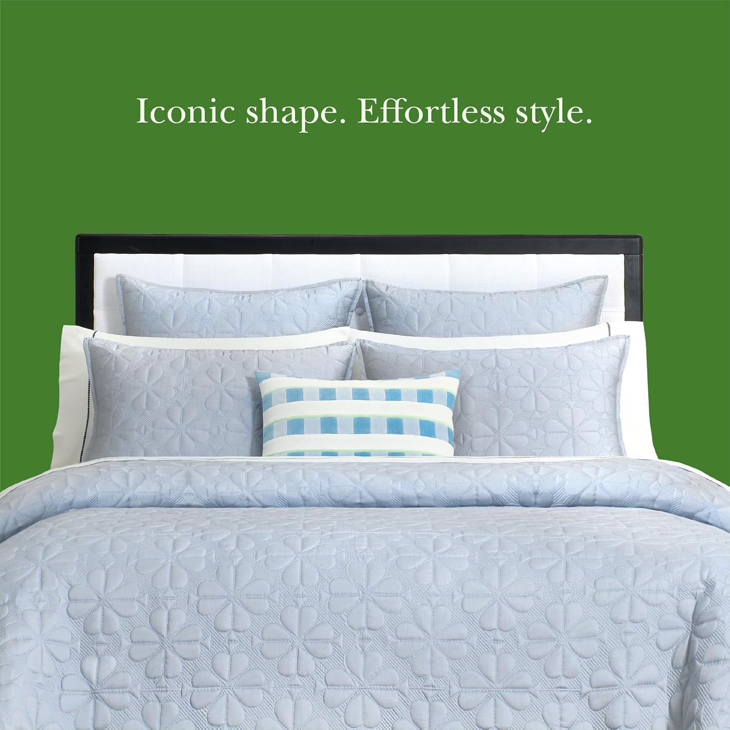 kate spade new york Spade Floral 2-Piece Twin Quilt Bedding Set, 100% Cotton Sateen Reversible Cover, All Season Warmth Bedding, Machine Washable, Halogen Blue