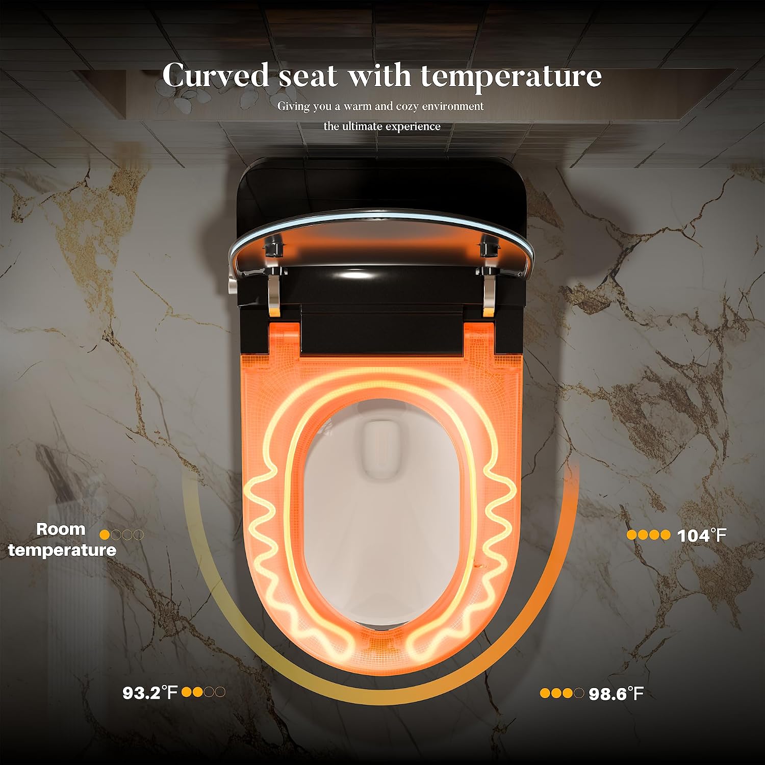 WinZo Smart toilet with bidet built in, Heated Seat,Female Cleaning, Warm Water & Dry Function, Modern Tankless Toilets, ADA Comfort Height Toilet, LED Display, Foot Sensor, 1.28GPF, 1000g MAP Flush