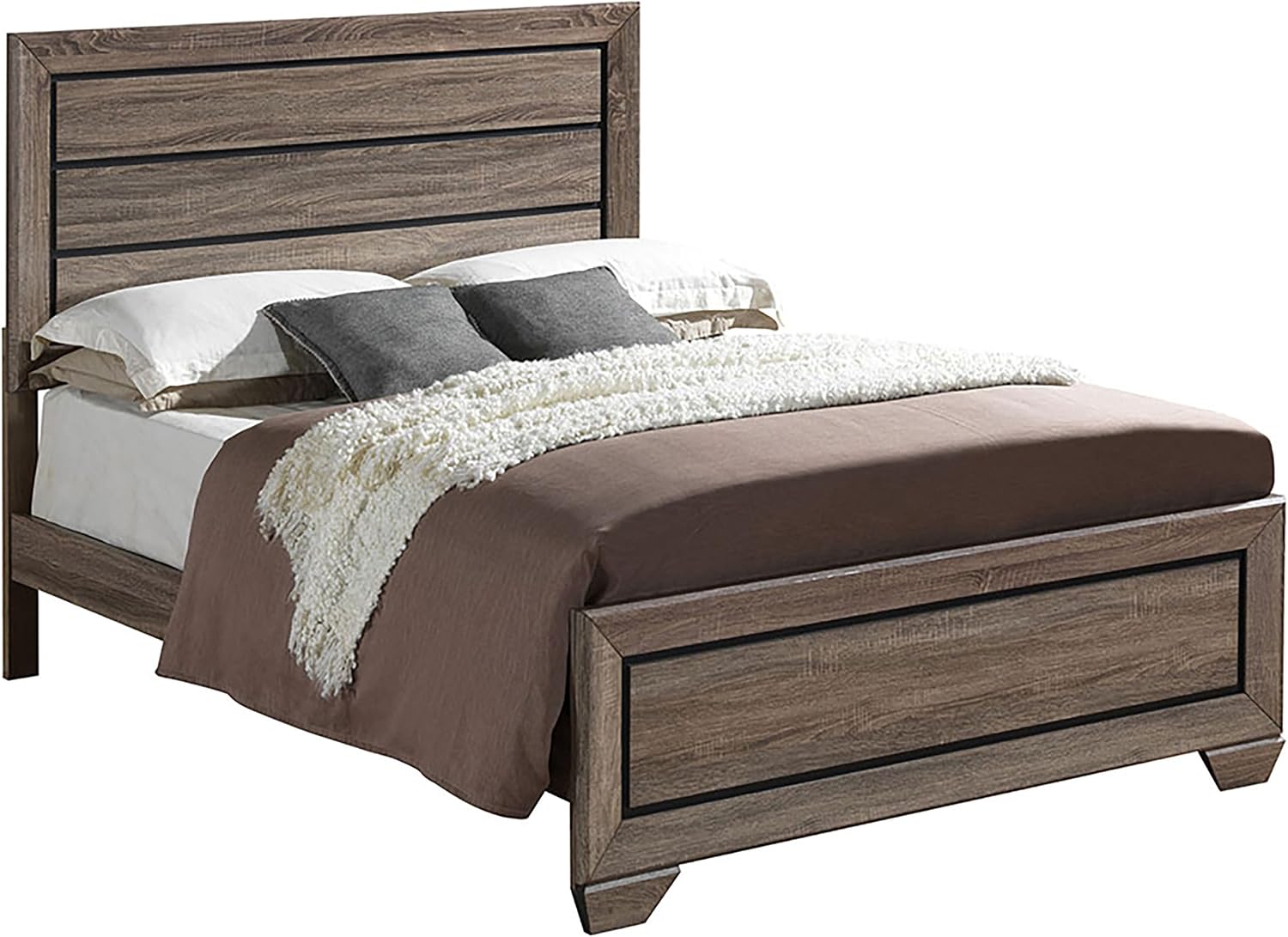 Coaster Home Furnishings Kauffman Transitional 5-Piece Bedroom Set Eastern King Size Panel Bed Frame 54-inch Headboard Washed Taupe 204191KE-S5