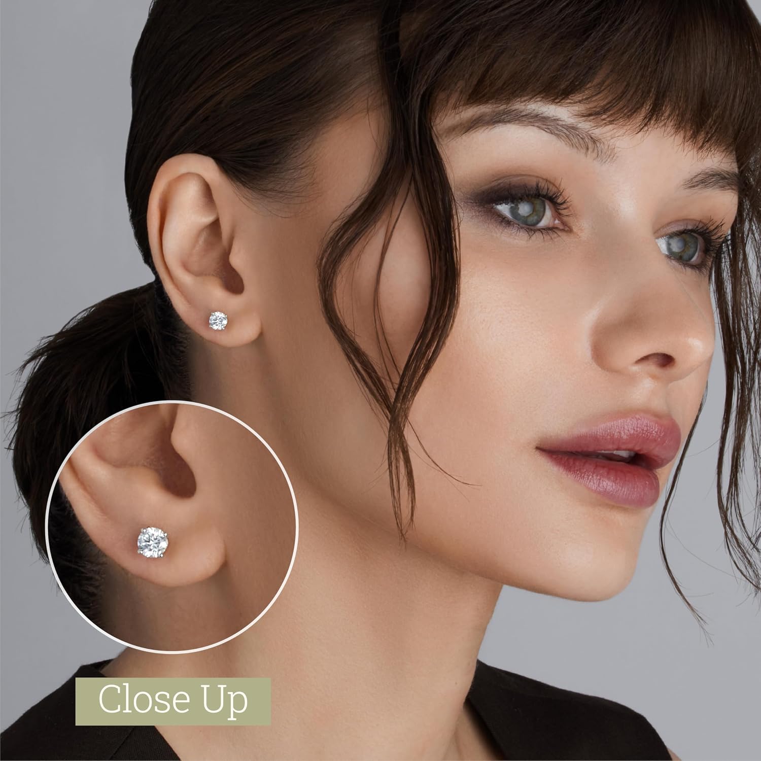 Gilded Lab-Grown Diamond Stud Earrings 10KT White Gold and 10KT Yellow Gold | Hypoallergenic Fine Gold Jewelry | 4-Prong Basket, Push Back Nut | VS2 SI1 Clarity, F Color, Round Cut | 1/5,1/4,1/3,3/8,1/2,3/4,1,2 ct tw