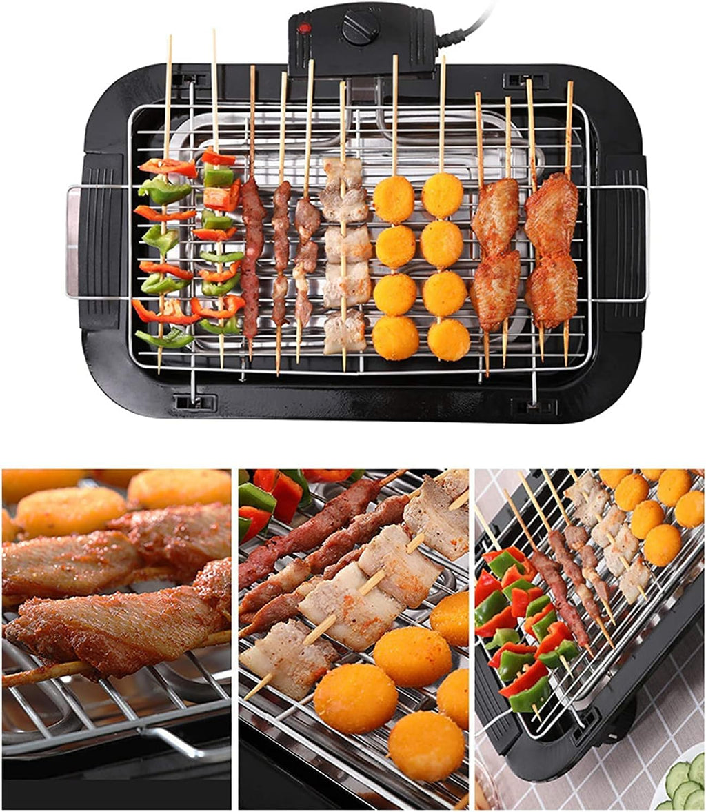 Smokeless Electric Tabletop Grill Griddle Non-Stick Teppanyaki Grill Pan Easy Clean Adjustable Temperature Indoor Portable BBQ Barbecue 2000W