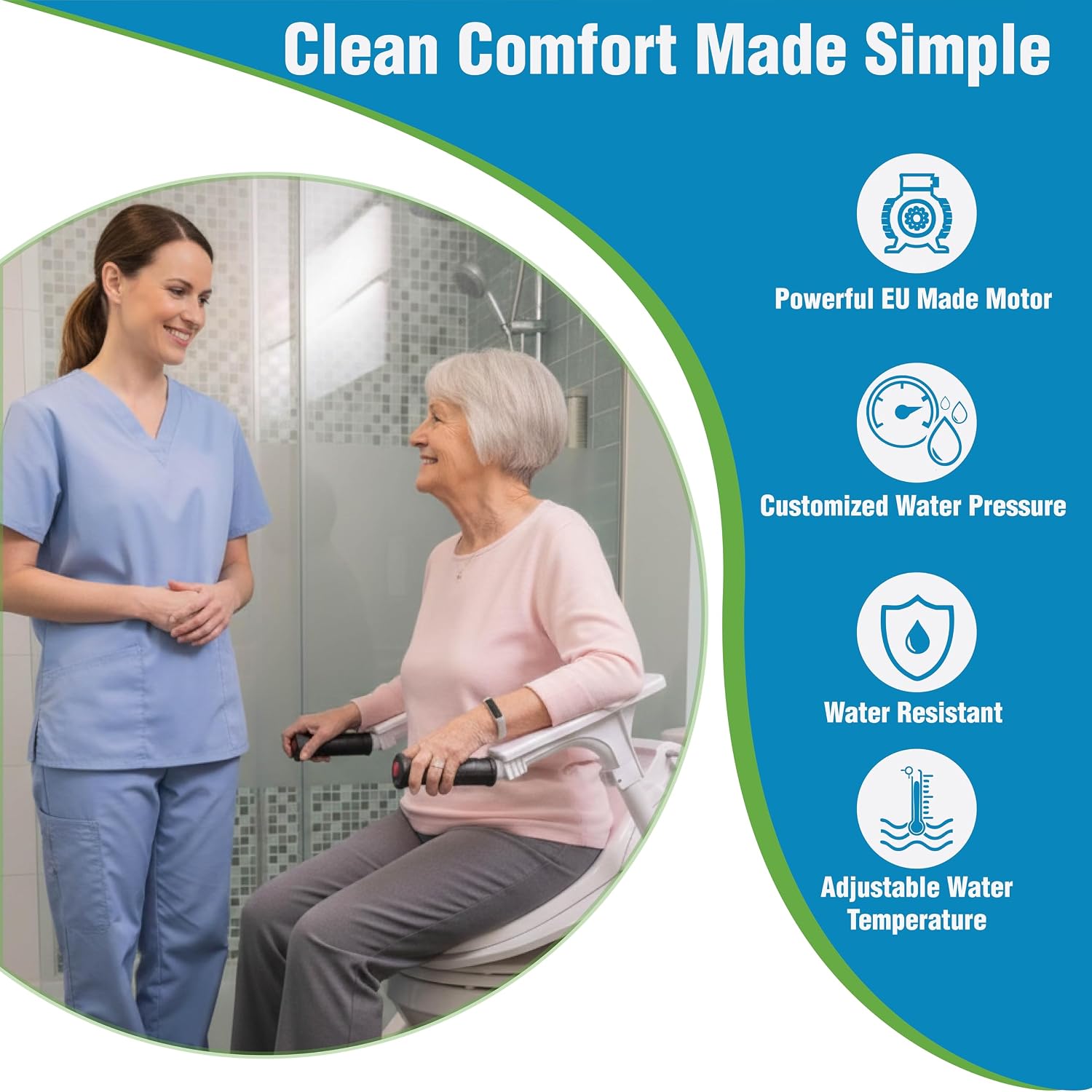 LuxeLift Bidet Powered Toilet Assist Lift Electric Height Adjustable Elevated Seat Riser Built-in Bidet & Dryer Safe Certified Easy Assembly 350 LBS Capacity