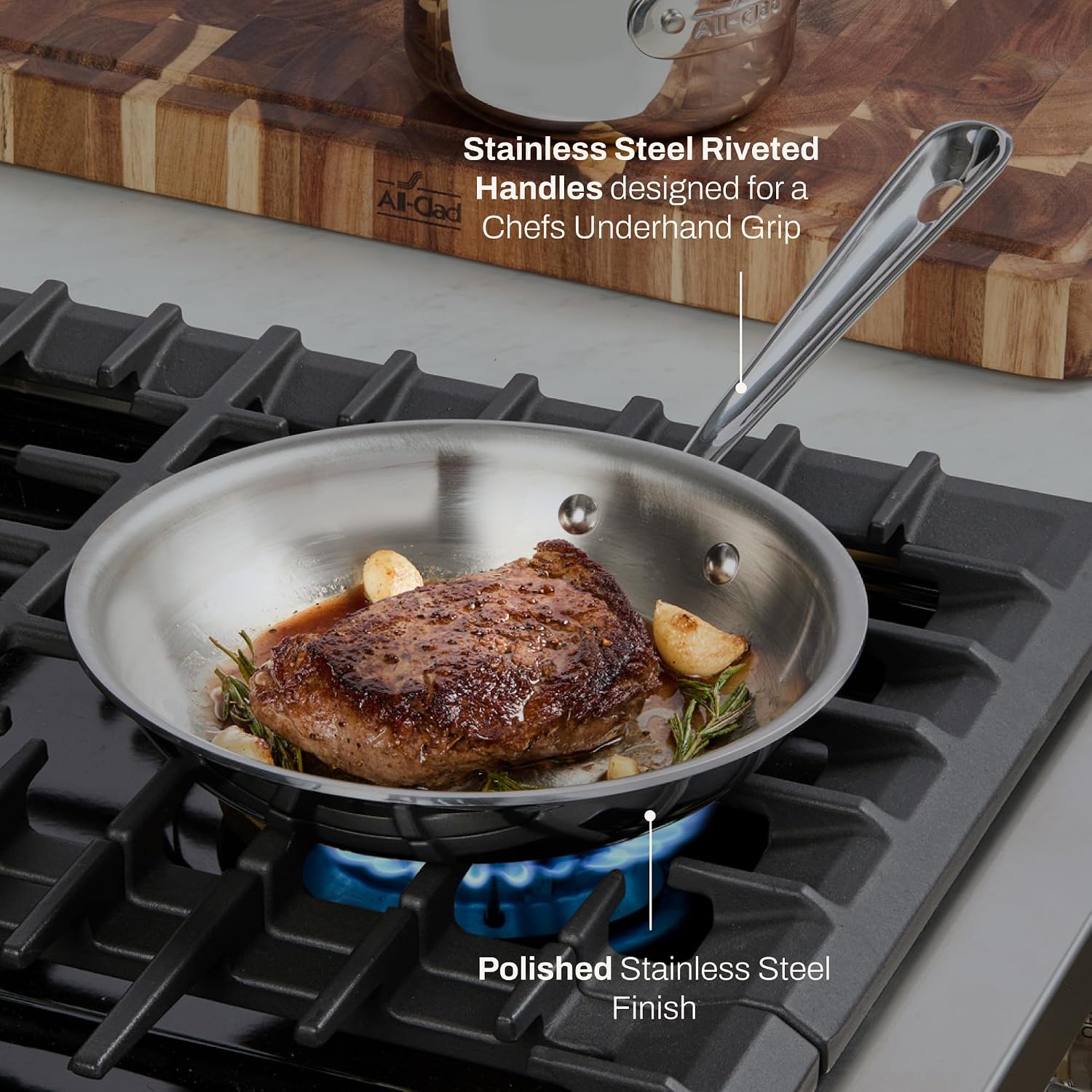 All-Clad D3® Stainless Steel 8 inch Frying Pan- Made in the USA- The Original Bonded Professional Cookware- Oven Safe & Induction Compatible