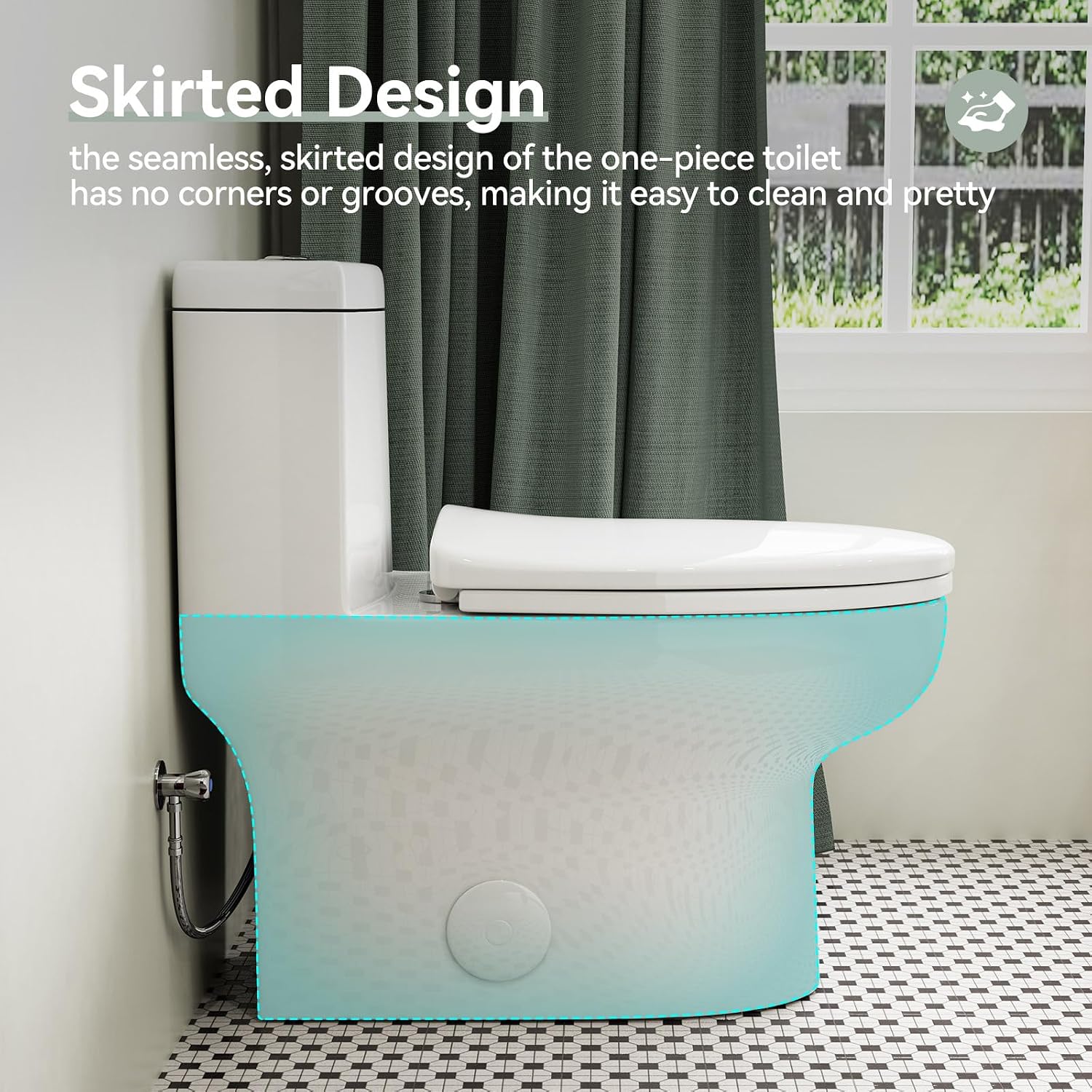 HOROW HR-ST076WD Dual Flush Elongated Toilet with Soft Close Seat, High-Efficiency Supply, Standard Bathroom Toilet 12' Rough-In, White Finish