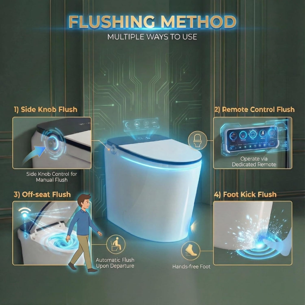 18' Tall Smart Toilet with Bidet Built In,ADA One Piece Modern Elongated Electric,Tankless Toilets with Warm Water Sprayer and Dryer,Foot Sensor Operation,Bidet with Heated Seat LED Display