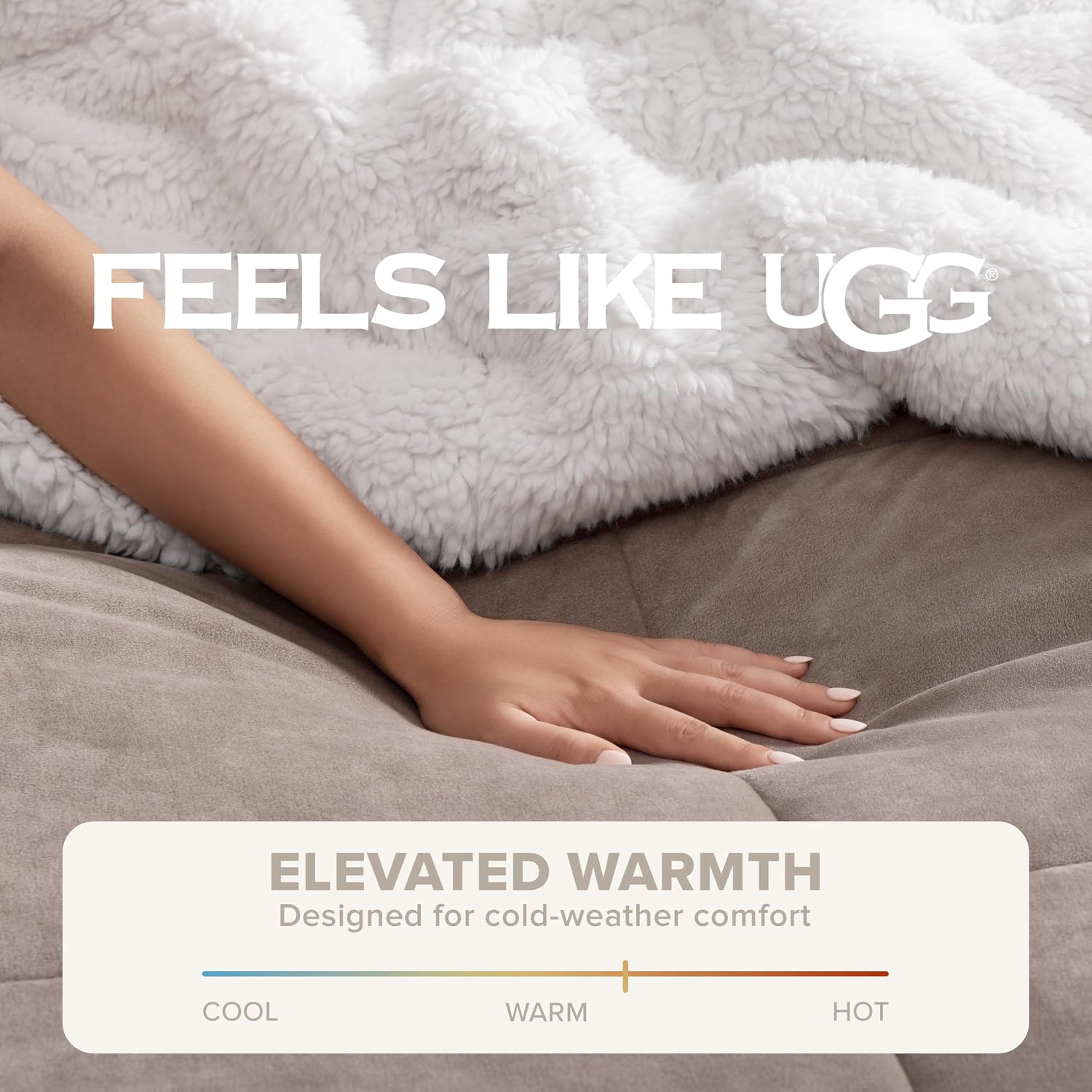 UGG Blissful Comforter Set with 2 Pillow Shams, Warm Winter Bedding, Fluffy Reversible Down Alternative Bedding, King/California King Size Comforter Set, Brown Fawn