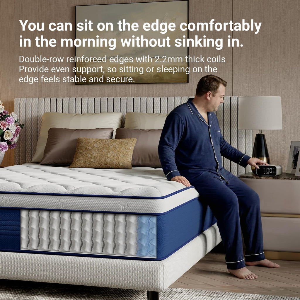 Avenco 14 Inch Queen Mattress in a Box, Hypoallergenic & Back Pain Relief, Hybrid Queen Size Mattresses with Smarts Coils, Fiberglass Free CertiPUR-US Certified Colchones No Box Spring Needed