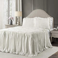 Lush Decor Ravello Pintuck Ruffle Skirt Bedspread Set - Luxe 3 Piece Ruffled Bedding Set - Traditional Glam & Farmhouse Inspired Bedroom Decor - King, White