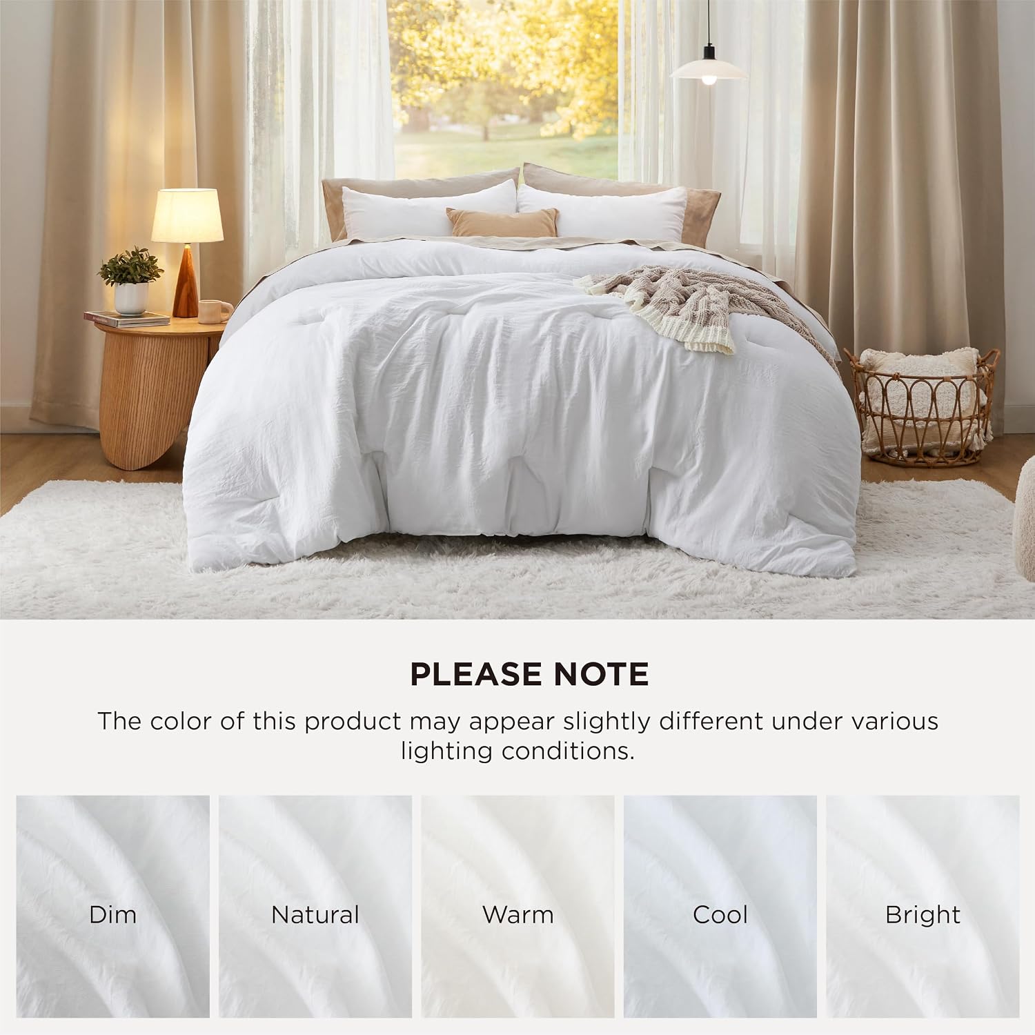 Bedsure Super King Comforter Set, White Soft Prewashed Bedding for All Seasons, 3 Pieces GentleSoft™ Bed Set, 1 Lightweight Comforter (120'x120') and 2 Pillowcases (20'x36')