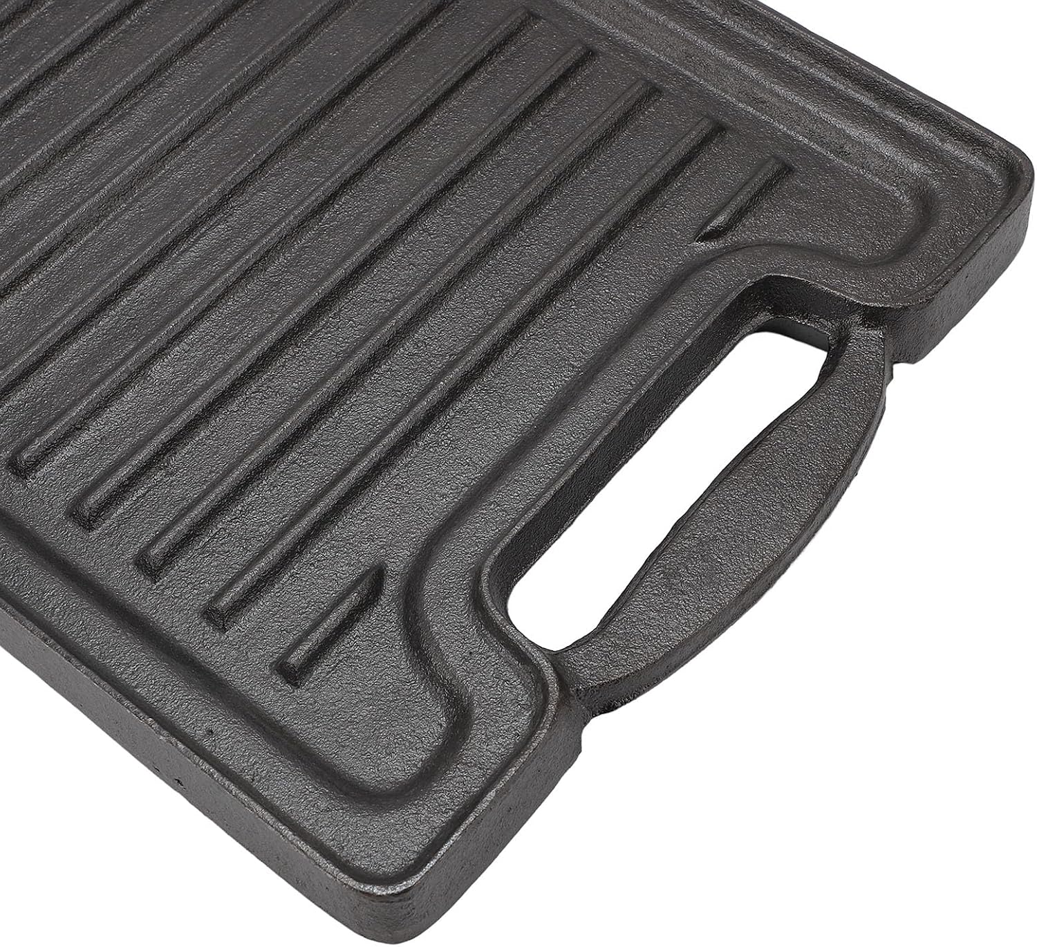 Cast Iron Grill Pan, Cast Iron Rectangular Even Heating Grilling Plate Cast Iron Griddle Stove Top Grill With BBQ Grill Plate for Meats Seafood Vegetables