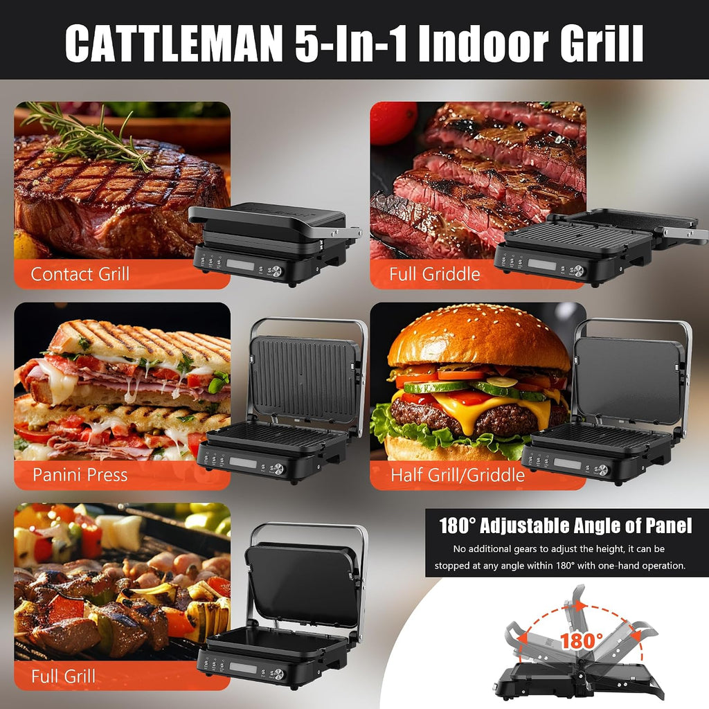 Sous Vide Machines Wi-Fi & 5 in 1 Smokeless Indoor Grill & Griddle with Meat Thermometer, PFAS Free Ceramic Nonstick