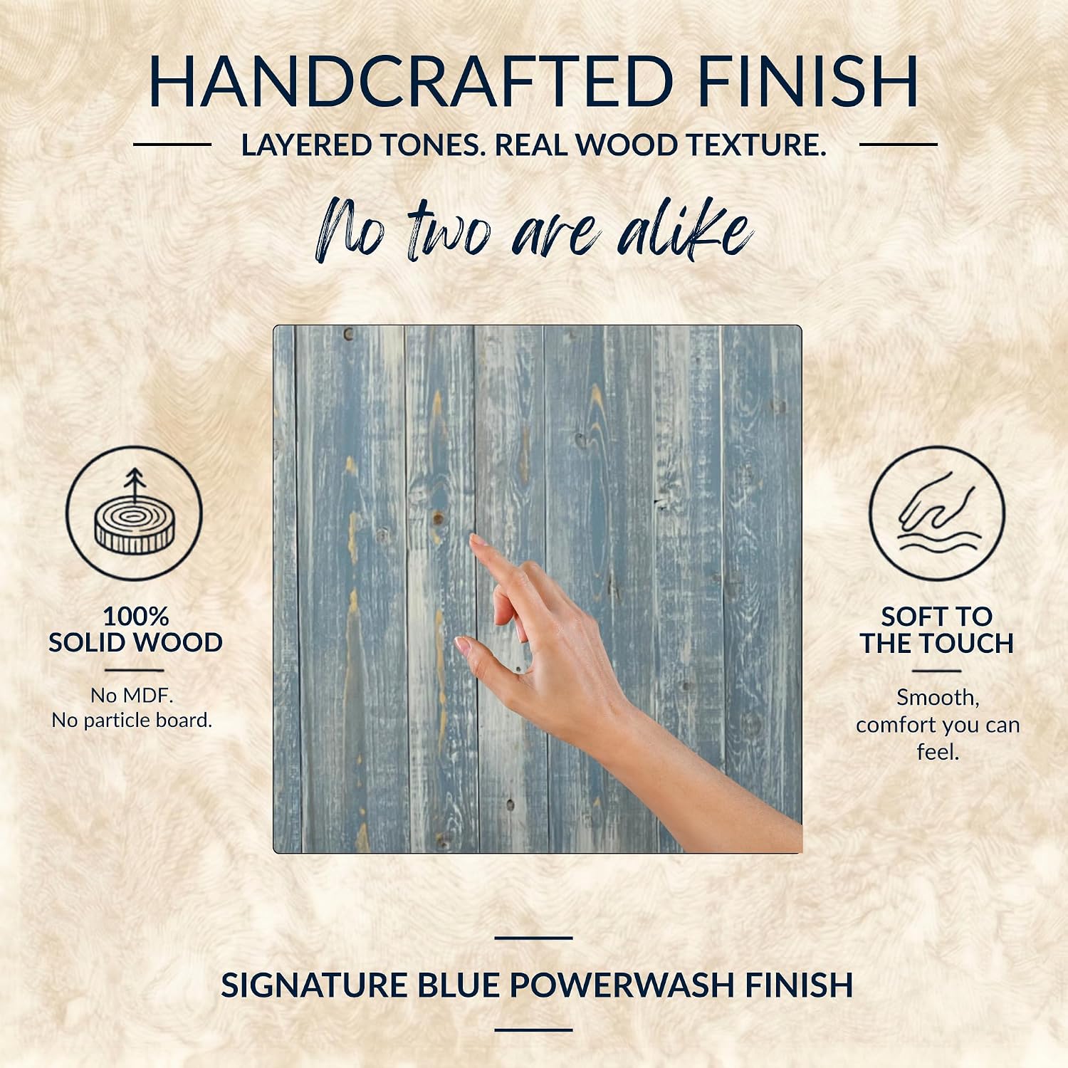 Barn Walls California King Wood Headboard - Blue Powderwash Farmhouse Design - Wall Mounted Floating Headboard for California King Bed - Handcrafted Solid Wood - Easy No-Drill Installation