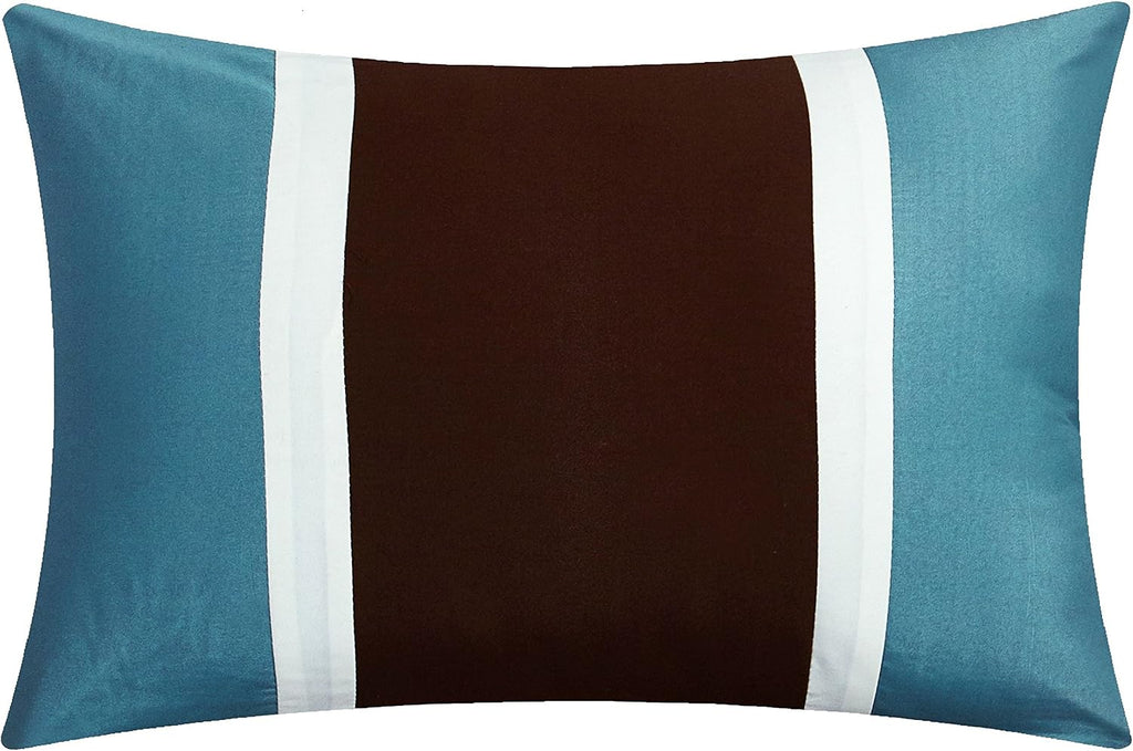 Chic Home Clayton 10 Piece Comforter Set Pintuck Pieced Block Embroidery Bed in a Bag with Sheet Set, King Blue Brown