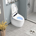 Smart Toilet with Heated Bidet Seat - Intelligent Auto Open/Close Toilet with Warm Water Wash, Warm Air Dryer, Foot Sensor Flush, Night Light, Remote Control, for Modern Bathroom, White
