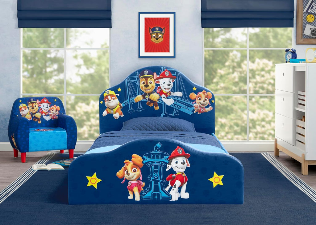 Delta Children PAW Patrol Upholstered Twin Bed, Blue