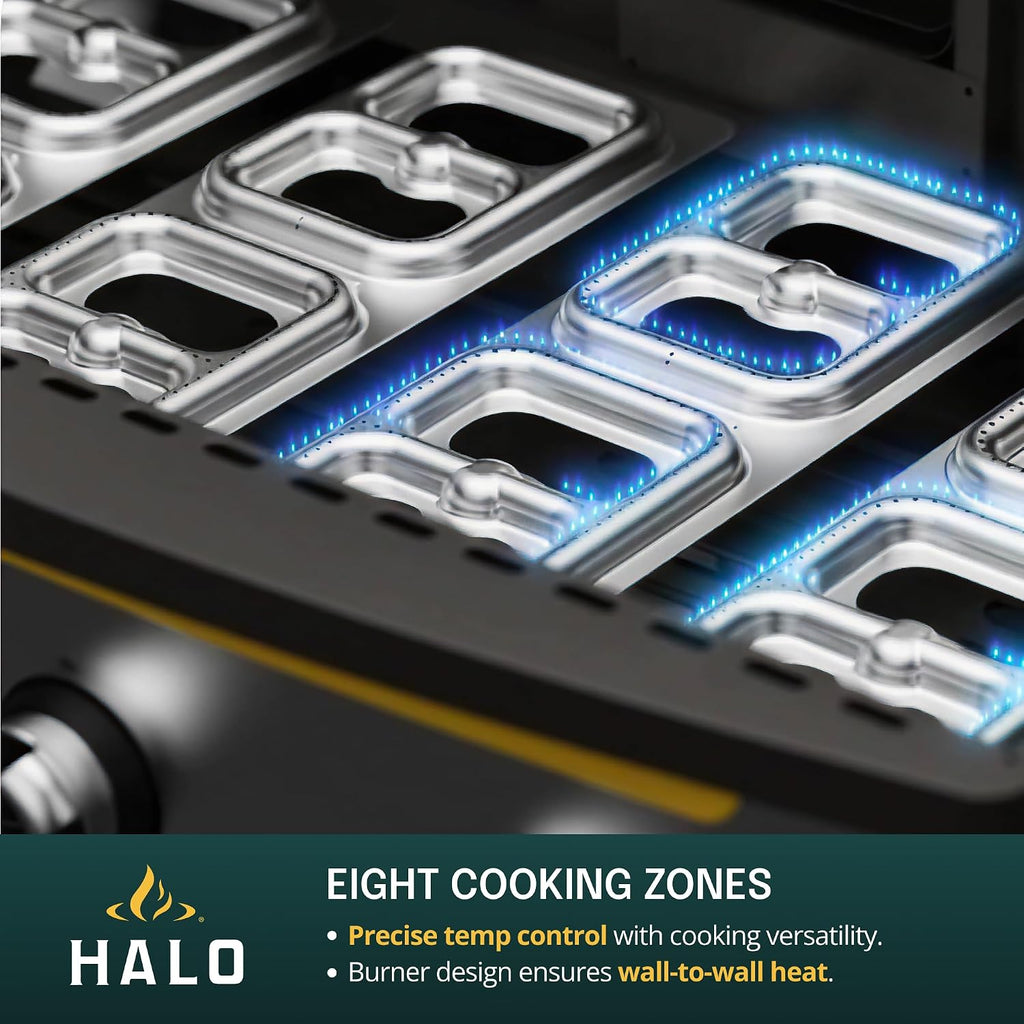HALO Elite4B Outdoor Griddle | 4 Burner, 8 Cooking Zones | 720 sq. in. (36″ x 20″) Wind-Proof Cooking Surface | Propane Gas Grill | HZ-1001-XNA