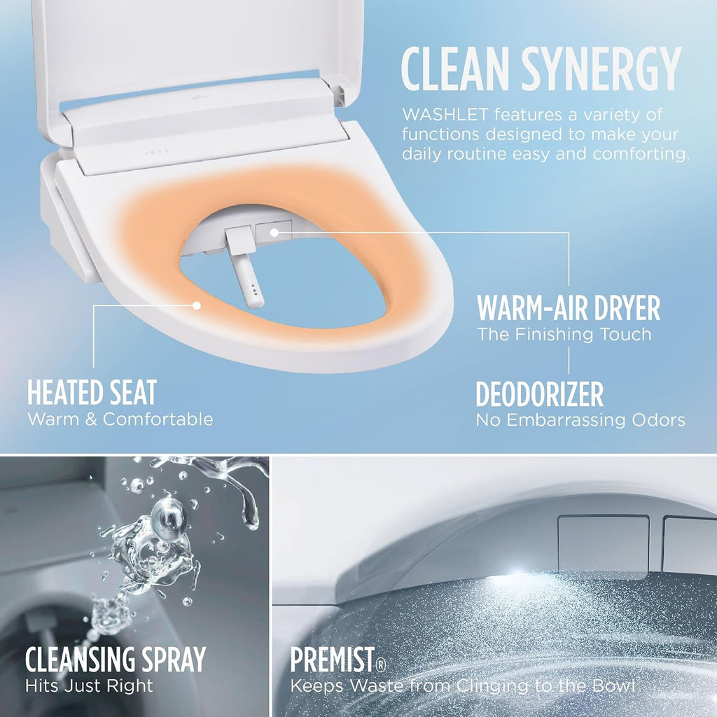 TOTO® Drake® WASHLET®+ Two-Piece Elongated 1.28 GPF TORNADO FLUSH® Toilet with S2 Bidet Seat, Cotton White - MW7763346CEG#01