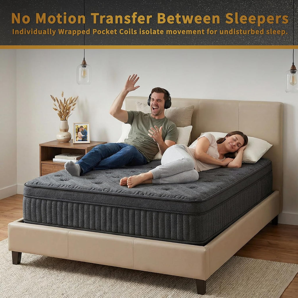 inight Twin Mattress, 12 Inch Medium Firm Hybrid, Nebulign Foam & Pocket Springs, Spinal Alignment for Teens & Single Adults (130-230lbs), Fiberglass-Free, CFR 1633 Compliant