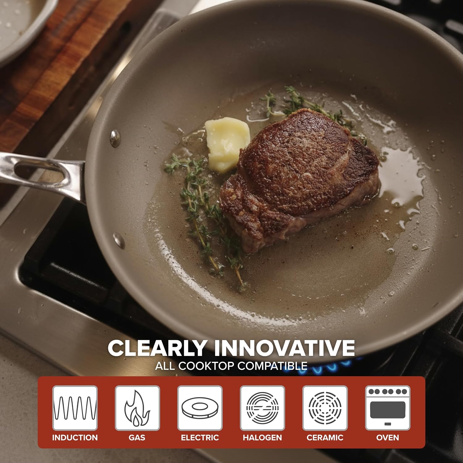 Viking PureGlide Pro 3-Ply Nonstick Frying Pan, Made without PFAS, 10-Inch Induction Cookware, Metal Utensil Safe Titanium Nonstick Surface, Oven Safe to 600F