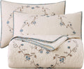vctops 3-Piece 100% Cotton Bedspread Coverlet Set King Size Elegant Floral Embroidered Reversible Patchwork 1 Quilt and 2 Pillow Shams (Flower B,King)