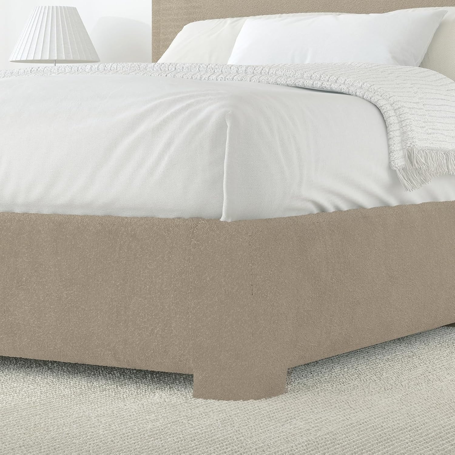 BarnFurin Full Size Bed Frame,Cloud Boucle Upholstered Platform Bed Frame with Headboard, Soft Rounded Corners, No Box Spring Required, Non-Slip and Noise-Free, Easy Assembly, Beige