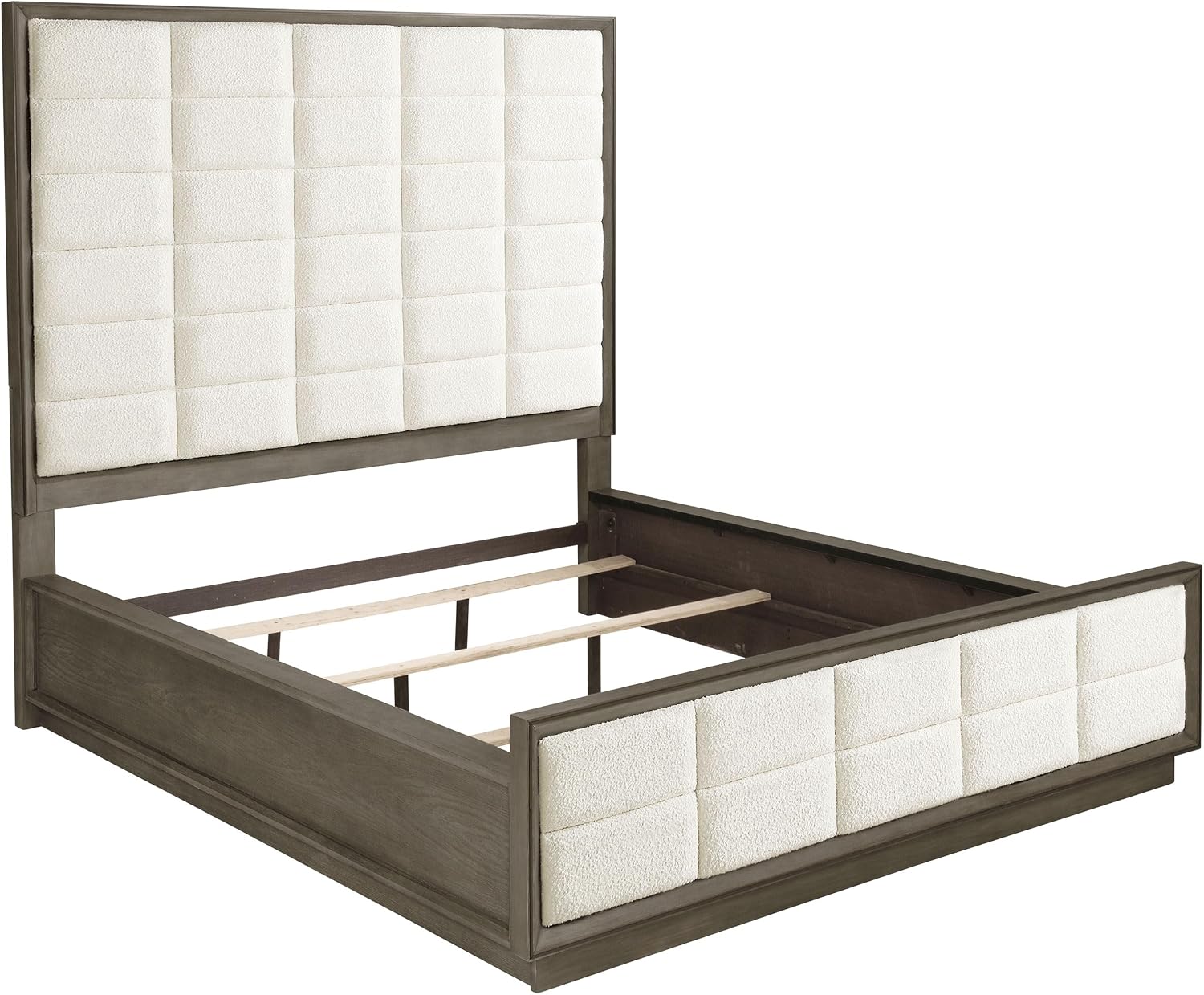 Coaster Home Furnishings Durango Transitional 5-Piece Bedroom Set Boucle Upholstered California King Size Panel Bed Frame 80-inch Headboard Washed Oak 223271KW-S5
