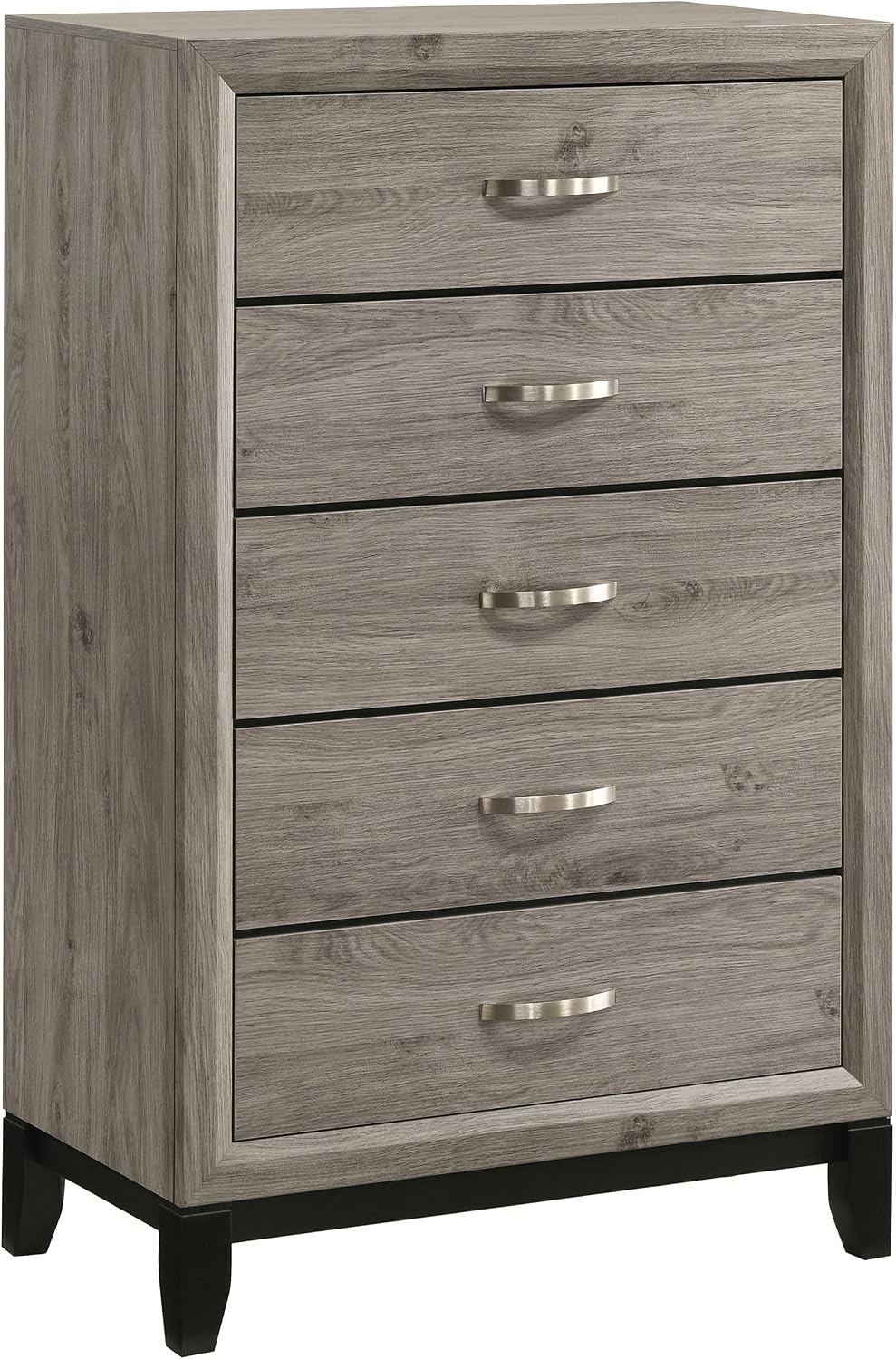 Coaster Home Furnishings - Watson - Wood - 5-Piece Bedroom Set with Panel Headboard and Groove Details - Bedroom - Twin Size - Light Taupe - 215911T-S5
