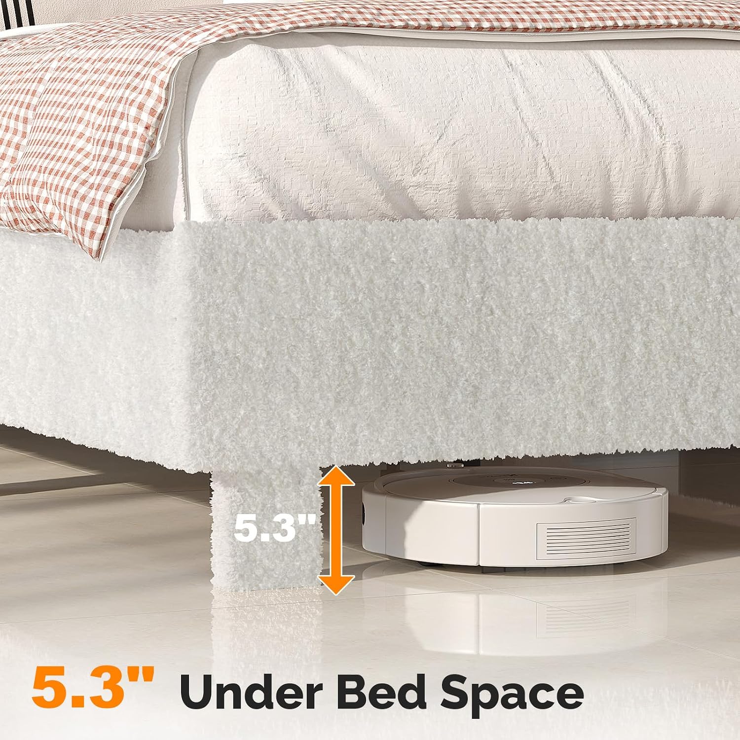 VINGLI Twin Bed Frame Set of 2 with Headboard,Cloud Bed with Rounded Corners, Cream Design,Boucle Upholstered Platform Soft Bed with Sturdy Wood Slats Support,for Kids Teens Adults, White
