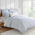 Levtex Home Martha Stripe Blue Reversible King Duvet Cover Set (106x94in) with 2 Pillowcases (36x20in) - Stripe Bedding - Blue, White - 100% Cotton King Size Duvet Cover Bedding Set - Soft, Pre-Washed