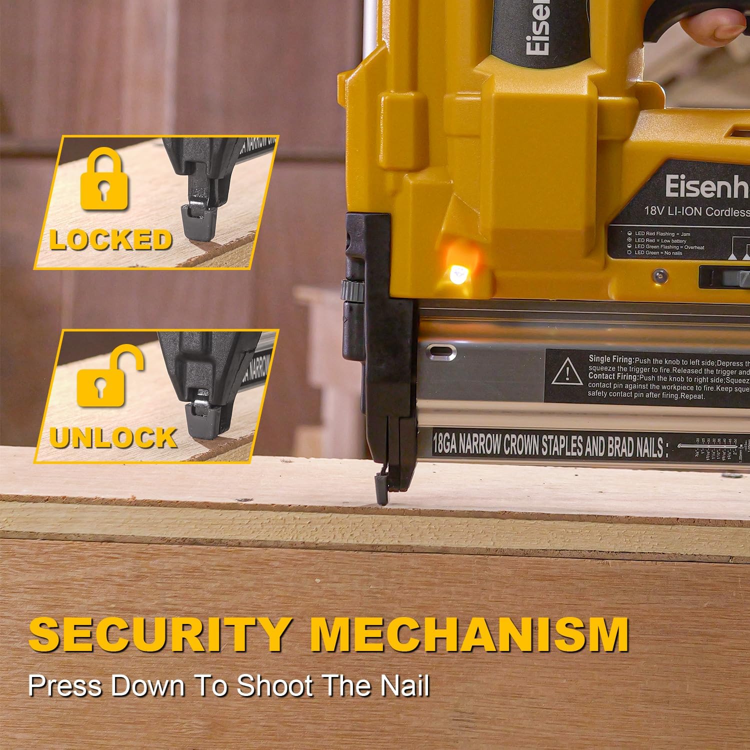 Cordless 2' Brad Nailer Compatible with Dewalt 20V Battery (No Battery and Charger), 2-in-1 Electric Nail Gun, 20V Staple Gun Battery Powered with 1000 Nails for Woodworking & Home
