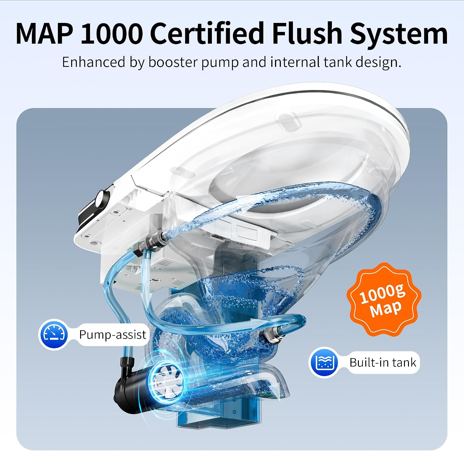 DeerValley Smart Toilet, Customizable Spa Wash, 1000g MaP Auto Flush, Pump Assisted, Foam Shield, Heated Seat, Instant Warm Water, Dryer, Deodorization, ADA Comfort Height for Modern Bathroom Upgrade
