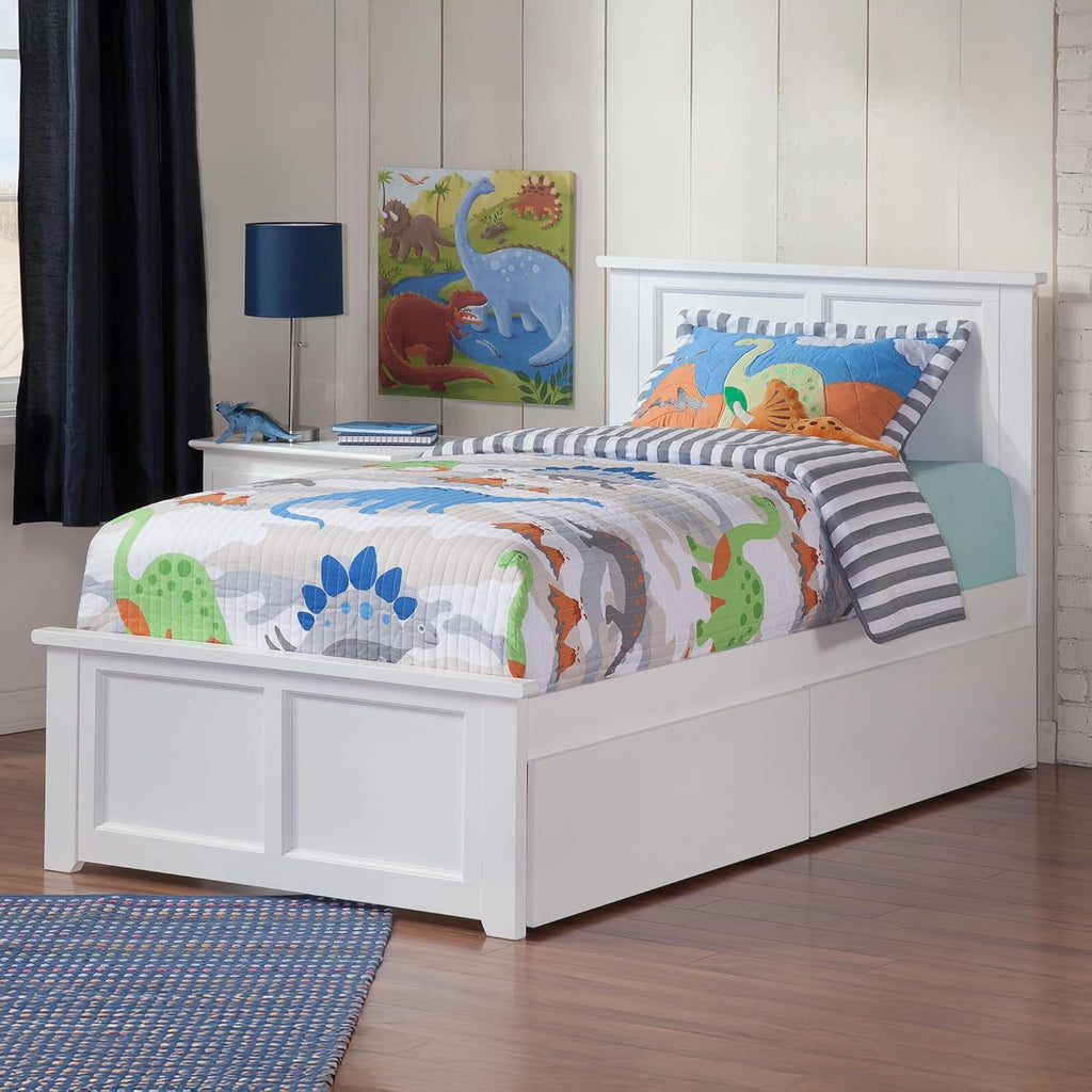 AFI, Madison Twin Platform Bed with Matching Footboard & Storage Drawers, White