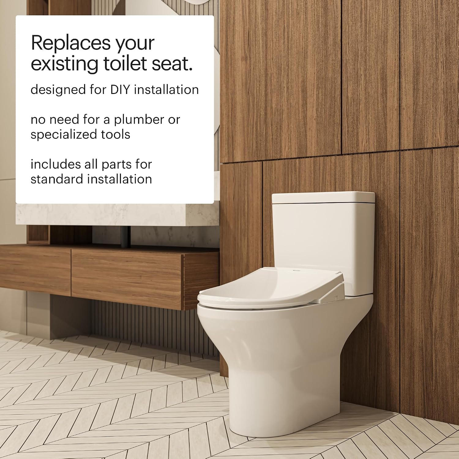 Brondell Thinline T44-EW Swash Electric Bidet Toilet Seat With Thin Profile, Heated,Remote Control, Oscillating Stainless Steel Nozzle, Warm Air Dryer, Night Light, Gentle Close Lid, Elongated