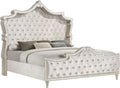 Coaster Home Furnishings Antonella Modern Classic 5-Piece Bedroom Set Velvet Upholstered California King Size Panel Bed Frame 79-inch Headboard Ivory and Camel 223521KW-S5