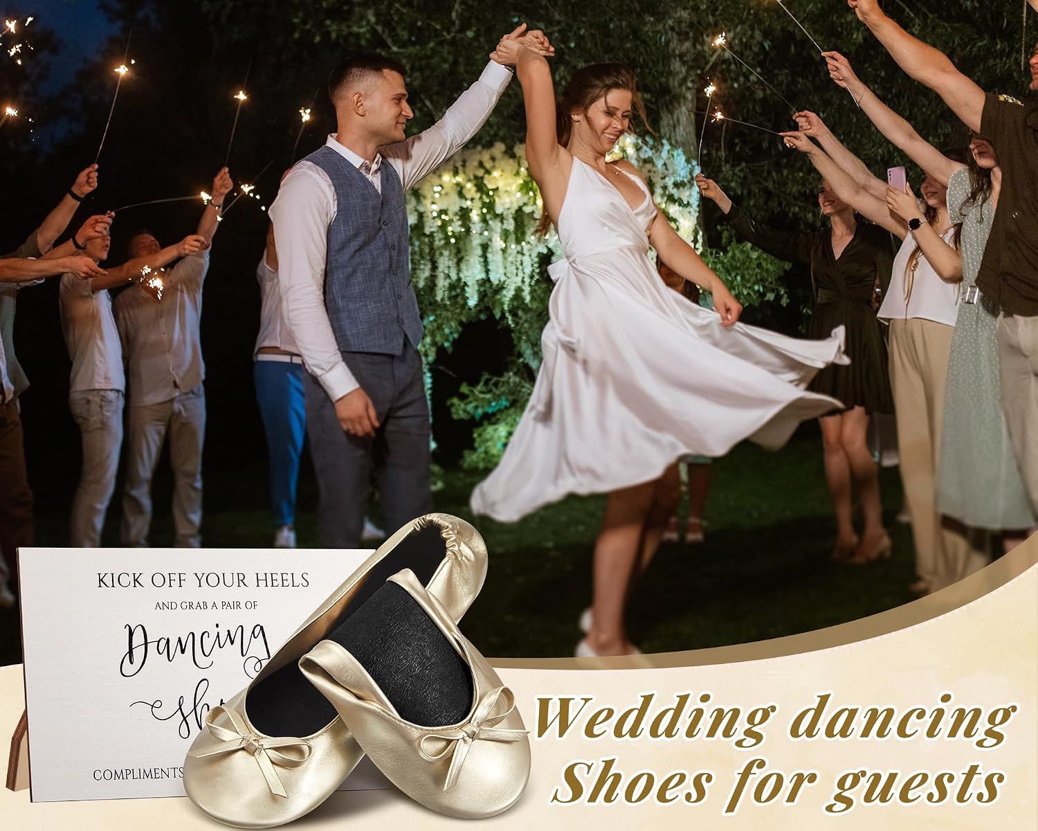 Jecery Foldable Ballet Flat for Wedding Guests Bulk Women Ballerina Dancing Slippers Party Sign Portable Travel Purse Shoes for Bridesmaid Flats Women Wedding Slippers Gift