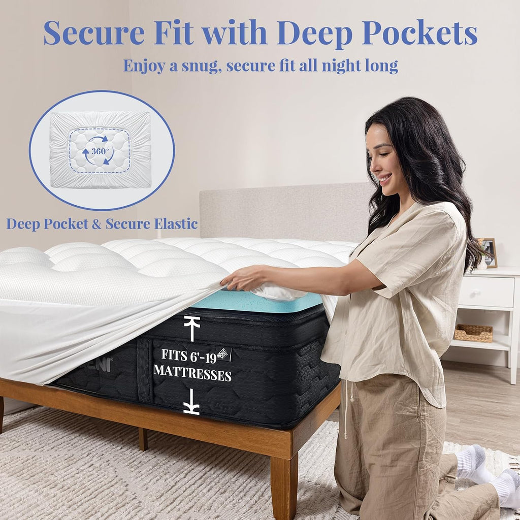 OhGeni Cooling 4 Inch Twin Size Dual Layer Mattress Topper 2 Pack, 2 Inch Gel Memory Foam, 2 Inch Soft Pillow Top Pad, Washable Bedroom Cover for Kids Mattresses, Sleep Comfort and Back Pain Relief