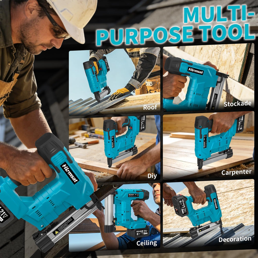 18 Gauge Brad Nailer Cordless,2-In-1 Brushless Nail Gun And Staple Gun with 2×4.0Ah Battery,Electric Pistola De Clavos De Bateria with 1200Pcs Nails for Woodworking,Home Improvement DIY