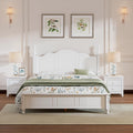 Harper & Bright Designs 3 Pieces Queen Bedroom Sets, Wooden Queen Size Platform Bed Frame with 2 Nightstands, Retro Design Queen Bedroom Furniture Sets, Easy to Assemble,White