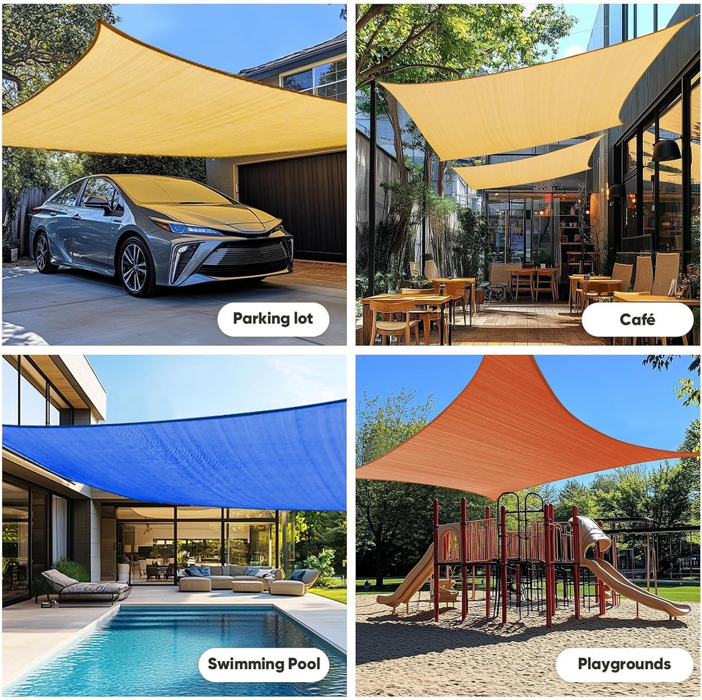 Quictent 185G HDPE Square Sun Shade Sail Canopy 98% UV Block Outdoor Patio Garden with Hardware Kit Grey, 24X24FT